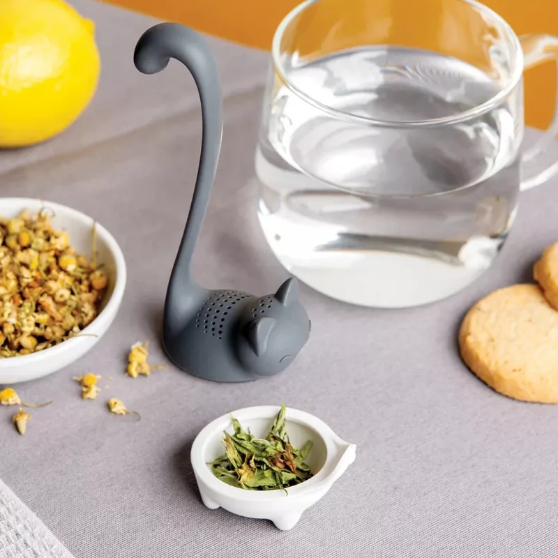 OTOTO Louie Cat infusore per tè in foglie - silicone grigio