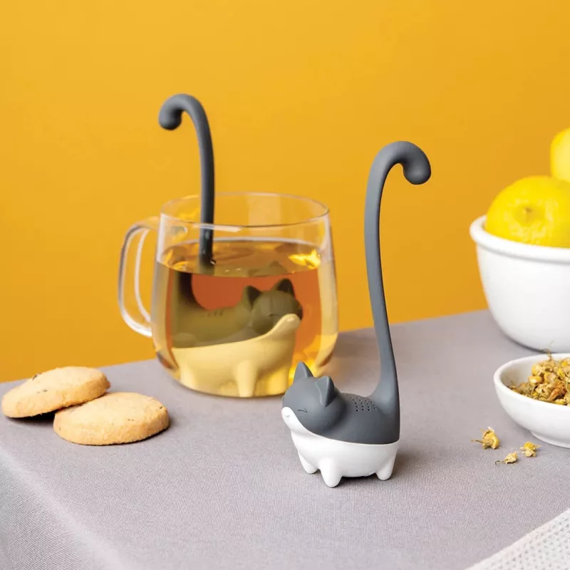 OTOTO Louie Cat infusore per tè in foglie - silicone grigio