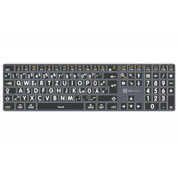 LogicKeyboard XL-Print Titan White on Black DE (Mac) - Layout QWERTZ tedesco