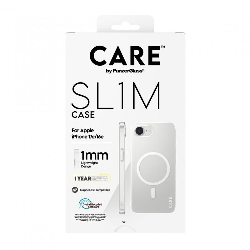 CARE by PanzerGlass SL1M Case Trasparente compatibile MagSafe per iPhone 16e / 17e (CR59610)