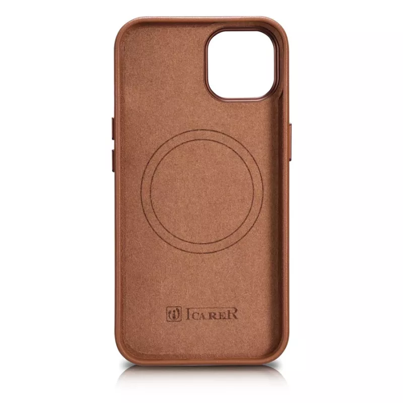 iCarer Case Custodia in vera pelle per iPhone 14 Plus marrone (compatibile MagSafe)