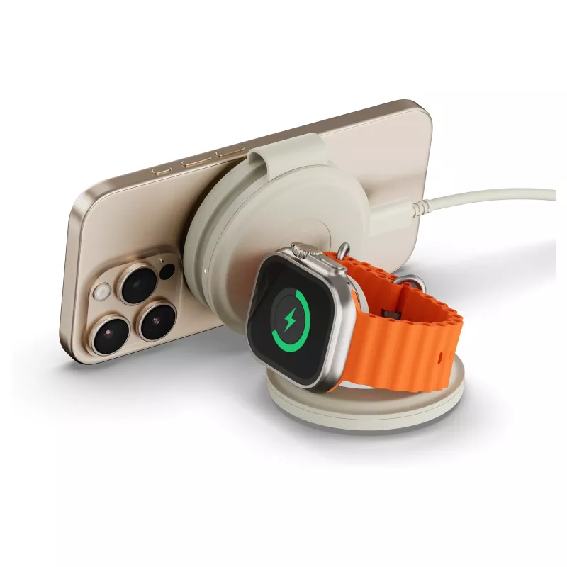Satechi OntheGo caricabatterie wireless 3-in-1 con Qi2, sand, 15W, ST-QTG31W