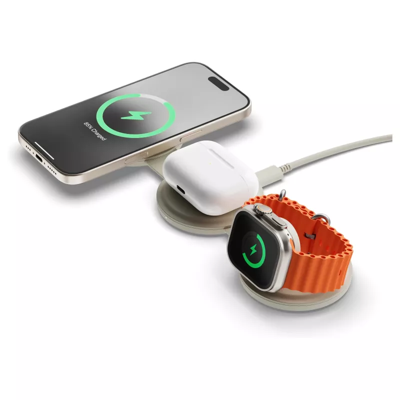 Satechi OntheGo caricabatterie wireless 3-in-1 con Qi2, sand, 15W, ST-QTG31W