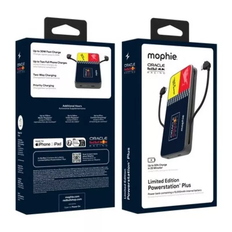 Mophie Powerstation Plus 10K Red Bull Racing 10000 mAh power bank con USB-C e Lightning