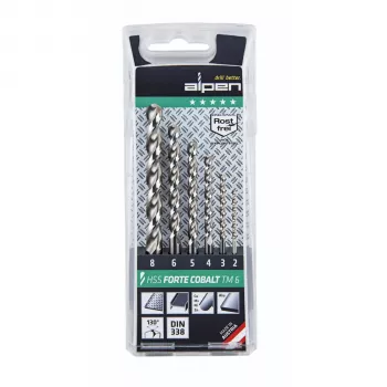 ALPEN-MAYKESTAG HSS Cobalt Forte TM set di 6 punte elicoidali in cassetta metallica