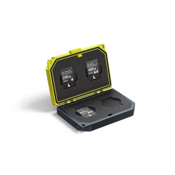 Angelbird MEDIA TANK CFexpress Type A - custodia per schede di memoria per 4 schede, alluminio anodizzato, nero/giallo, antishock, antipolvere, resistente agli schizzi