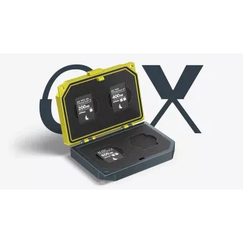 Angelbird MEDIA TANK CFexpress Type A - custodia per schede di memoria per 4 schede, alluminio anodizzato, nero/giallo, antishock, antipolvere, resistente agli schizzi