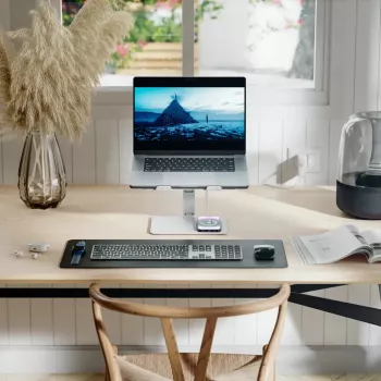 ALOGIC Elite supporto per laptop in alluminio con caricatore wireless - bianco