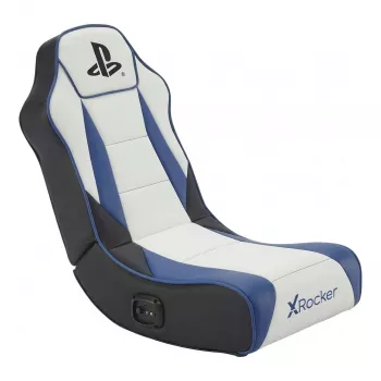 X Rocker Geist 2.0 PlayStation seduta da gaming da pavimento con sistema audio 2.1 - bianco/blu