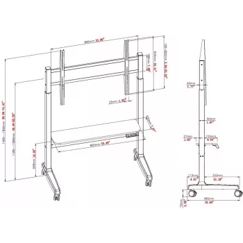 VISION VFM-F15M carrello supporto a pavimento motorizzato per display da 40-86 pollici, VESA fino a 800x600, regolazione in altezza 400 mm, nero
