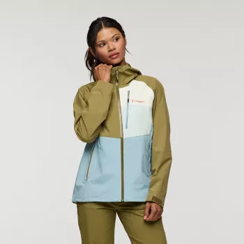 Cotopaxi Impermeo 3L Hooded Shell Jacket - Moss/Sea Spray (donna, taglia S)