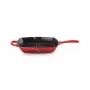 Le Creuset padella grill in ghisa, quadrata, 26 cm, rosso ciliegia