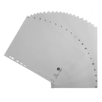 Exacompta divisorio indice formato intero A-Z, grigio, 20 linguette, A4, 1 set