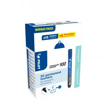 Pilot Pen SCA-100-L-P20 pennarello permanente blu 1,0 mm confezione da 20 (15+5 gratis)