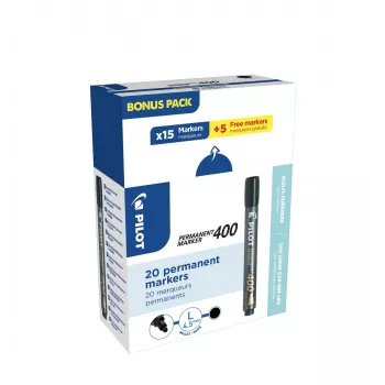 PILOT PEN 400 pennarello permanente nero 1,0 - 4,0 mm, 15+5 gratis (20 pennarelli)