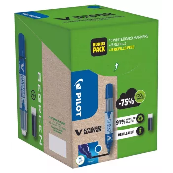 Pilot Pen V-Board Master Greenpack set pennarelli per lavagna bianca nero 2,0 - 5,0 mm, 10 pezzi