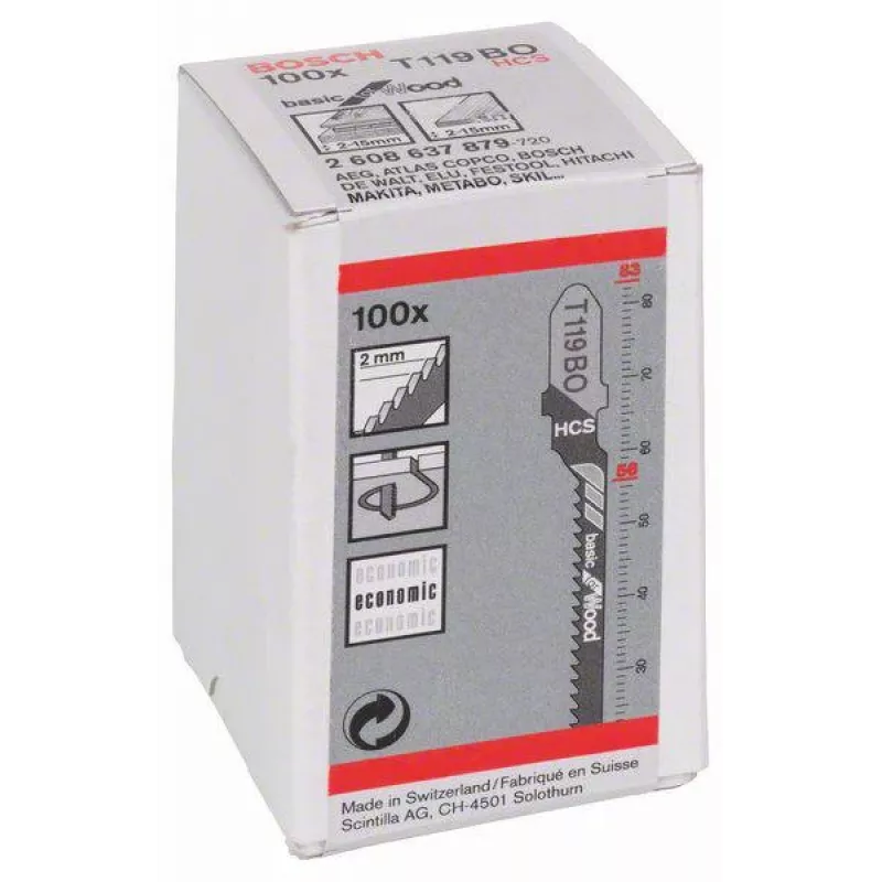 BOSCH lama per seghetto alternativo T119BO per compensato, 100 pezzi