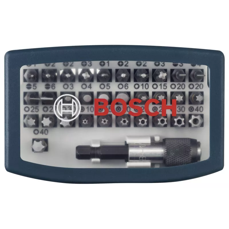 Bosch set di bit per avvitatore 32 pezzi Torx, Phillips, Pozidriv, esagonale, taglio, Torq-Set lunghezza 25 mm
