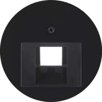 HAGER WLF1007BG placca centrale per presa UAE/RJ45, Berker R.Classic, nero lucido