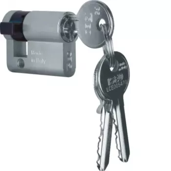 Hager WDA7172 mezzo cilindro profilato accessorio, 30/10 mm, ottone nichelato, 2 chiavi