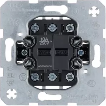 Hager WDE503808 Deviatore in serie 2 moduli 2 contatti deviatori morsetti di ingresso separati da incasso bianco