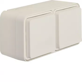 Hager WNC142B Presa SCHUKO 2 moduli a parete orizzontale con coperchio a ribalta bianco polare