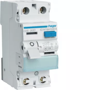 Hager CDS263D interruttore differenziale 2 poli 63A 30mA Tipo A 6kA QuickConnect