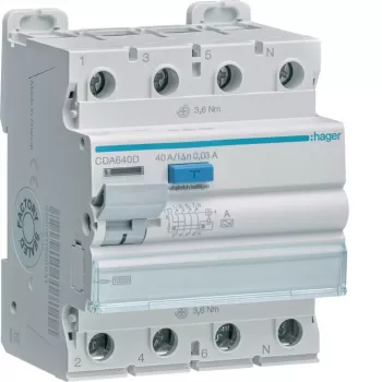 HAGER CDA640D interruttore differenziale 4P 10kA 40A 30mA Tipo A