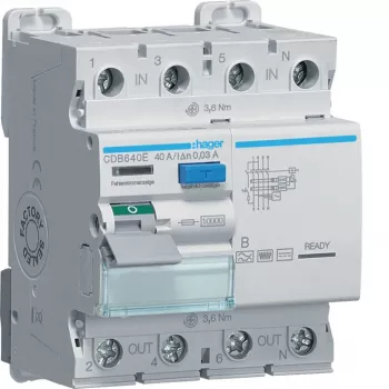 Hager interruttore differenziale 4 poli 10kA 40A 30mA Tipo B CDB640E