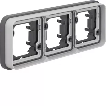 Hager W.1 WNA403 telaio da incasso 3 posti orizzontale IP55 grigio