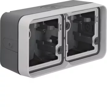 Hager WNA685 scatola da incasso 2 posti orizzontale con telaio 4 ingressi cavo IP55 bianco polare