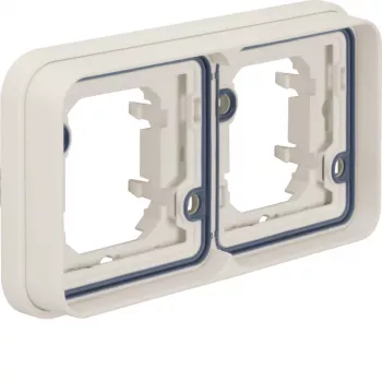 Hager WNA402B W.1 telaio di copertura 2 posti orizzontale, bianco polare, IP55