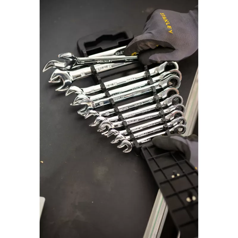 STANLEY set di chiavi a forchetta a cricchetto 12 pezzi