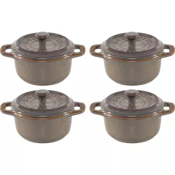 Staub Mini Cocotte Set 4 pezzi Ceramica Rotonda Antracite 10 cm