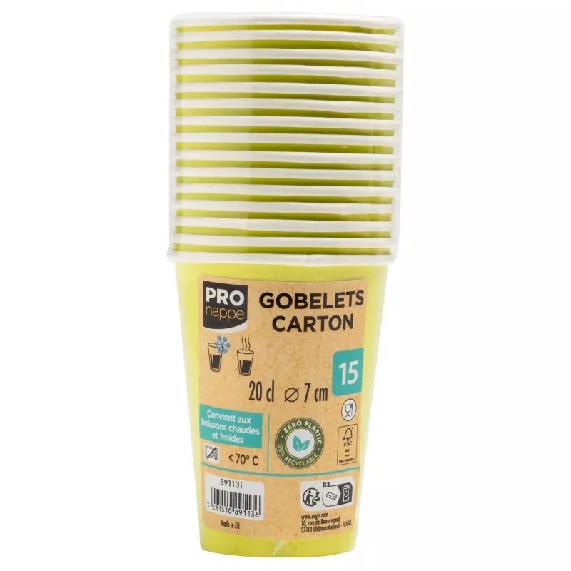 PROnappe 15 Bicchieri di cartone 200 ml, verde kiwi (89113I)