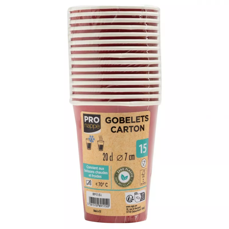 PROnappe 15 Bicchieri di cartone 200 ml, rosso (89115I)