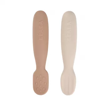 Beaba set di 2 primi cucchiai in silicone con dentaruolo Praline/Clay
