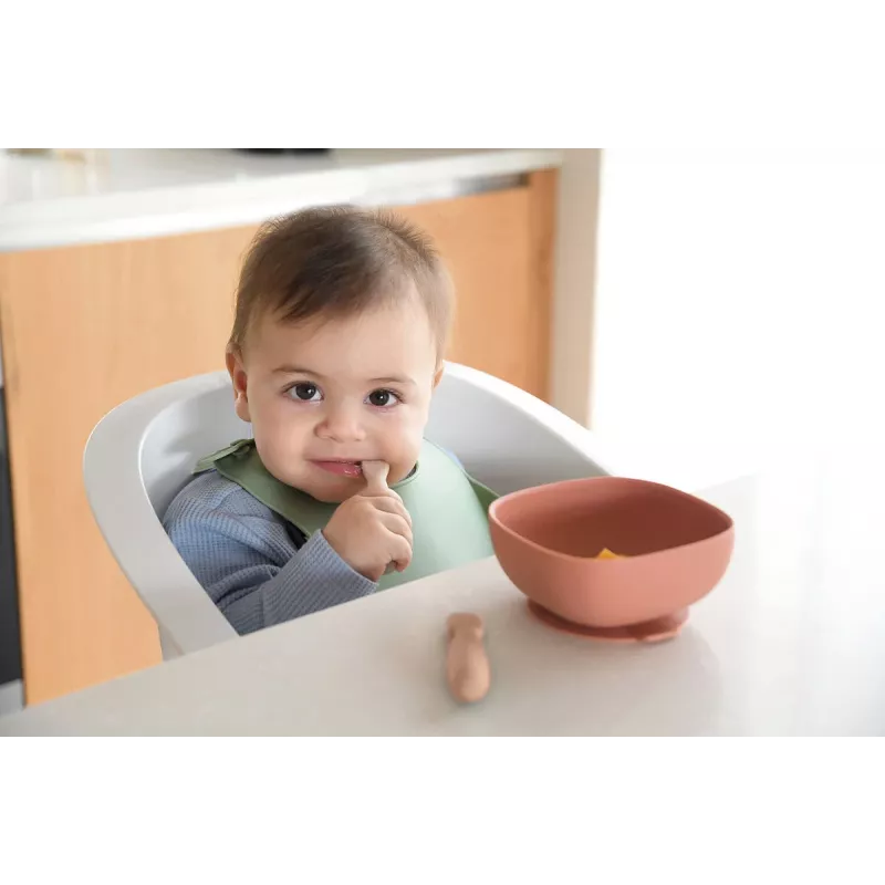 Beaba set di 2 primi cucchiai in silicone con dentaruolo Praline/Clay