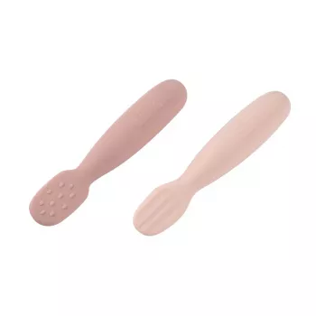 Beaba set di 2 primi cucchiai in silicone e dentaruoli Cotton Candy/Sorbet