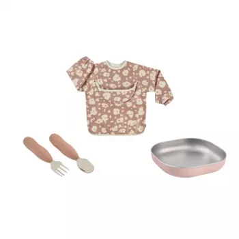 Beaba First Meals set regalo 3-in-1 (piatto, set posate, bavaglino) Savannah Bloom