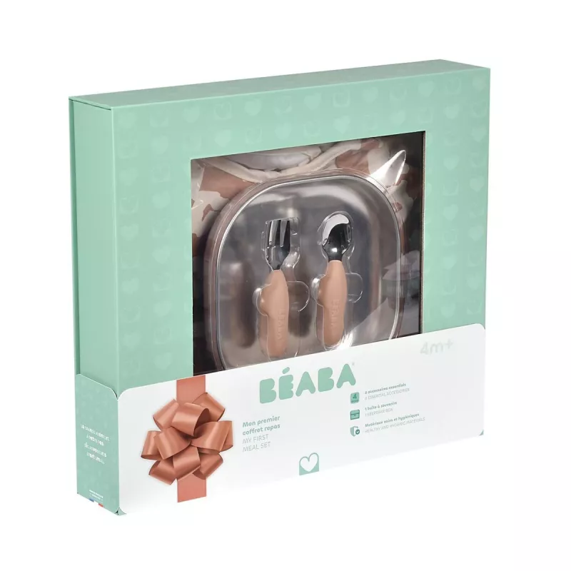 Beaba First Meals set regalo 3-in-1 (piatto, set posate, bavaglino) Savannah Bloom
