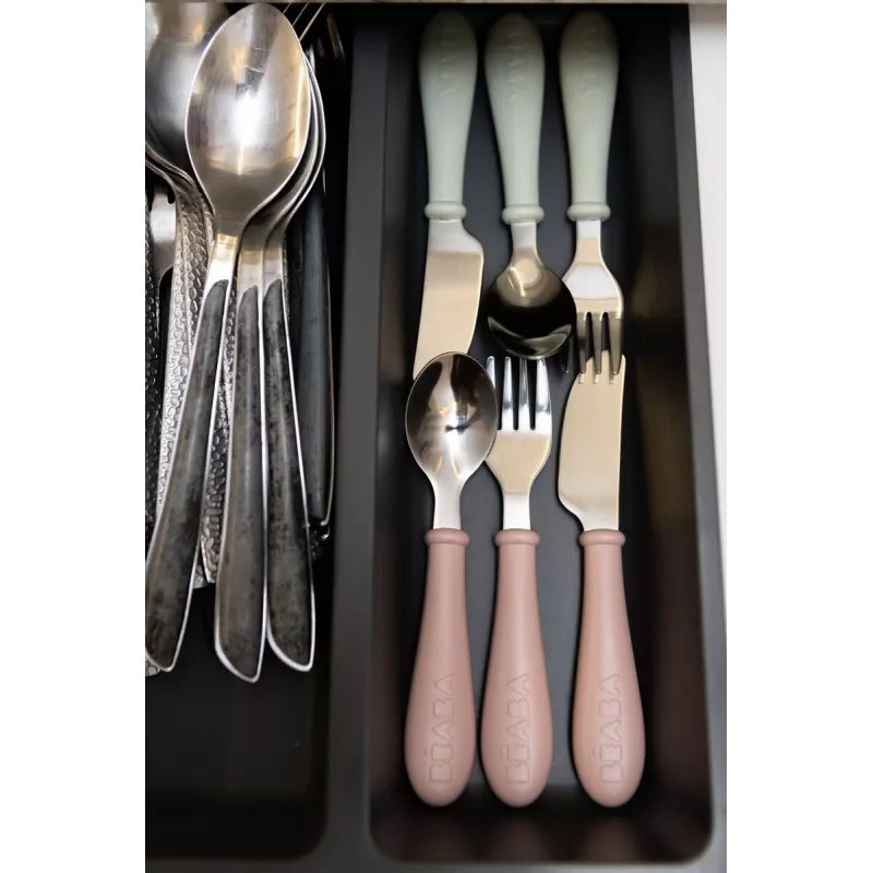 Beaba set posate in acciaio inox 12m+ Misty Green