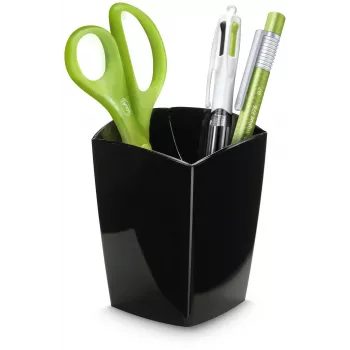 CEP Office Solution Mineral Portapenne Nero Polistirene 2 scomparti 7,4 x 7,4 x 9,5 cm