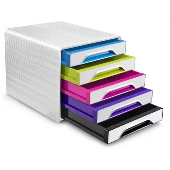 CEP Office Solution Smoove Organizer da scrivania a 5 cassetti, DIN A4, Bianco/Multicolore