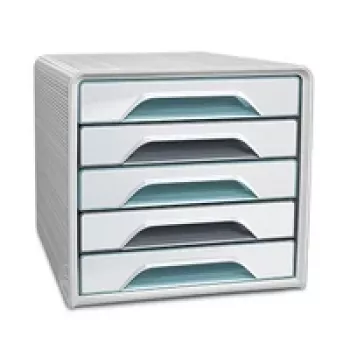 CEP Office Solution Smoove Cassettiera Bianco con strisce colorate DIN A4 5 cassetti
