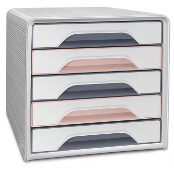 CEP Office Solution Smoove Mineral Scatola portadocumenti a cassetti 5 cassetti, rosa cipria, Polistirene