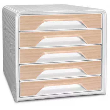 CEP Office Solution Smoove Silva Cassettiera 5 cassetti Bianco/Faggio Polistirene brevettato