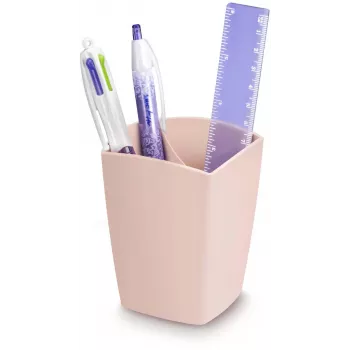 CEP Office Solution Mineral Portapenne 2 scomparti Rosa cipria Rettangolare Polistirene 74 x 74 x 95 mm