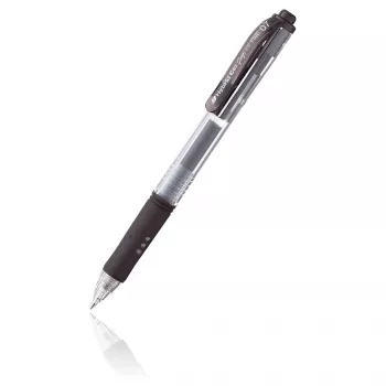Pentel Hybrid Gel Grip penna gel retrattile - inchiostro nero - 0,7 mm - medio - fusto trasparente - punta in metallo