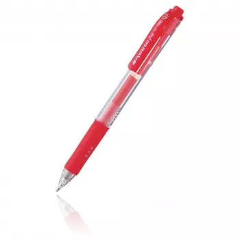 Pentel Hybrid Gel Grip penna gel retrattile - inchiostro rosso - 0,7 mm punta media - corpo trasparente - clip in metallo